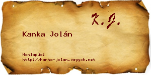 Kanka Jolán névjegykártya
