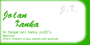 jolan kanka business card